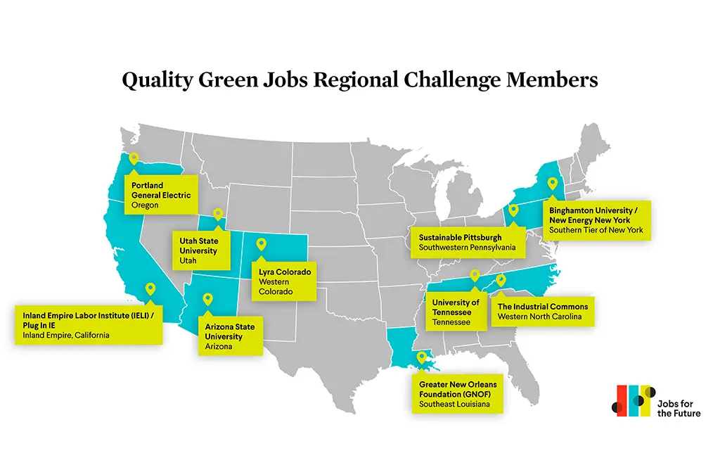 Map of Green Jobs Challenge participants throughout the country